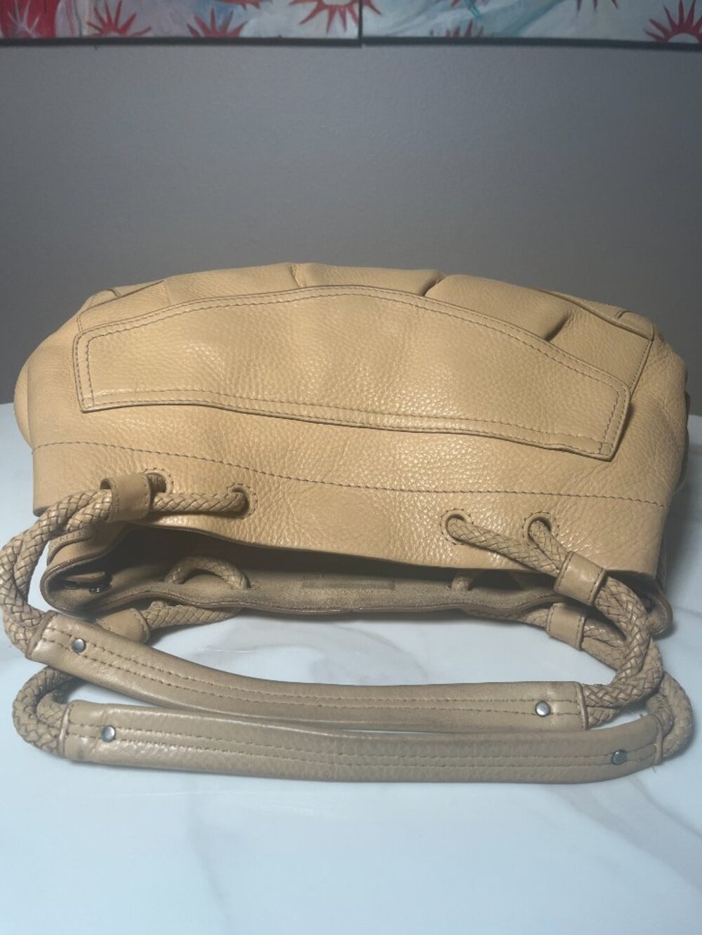 Cole Haan Village SP06 Beige Pebbled Leather Hobo Shoulder Bag Y2K - Picture 12 of 16